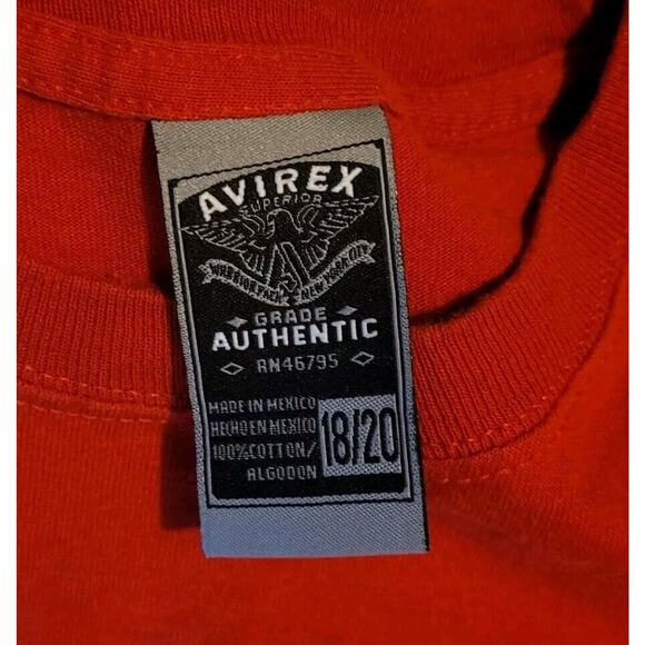 Vintage Avirex Men's T-Shirt Large 18/20 Red Puff Lettering Y2K Graphic Print - Picture 5 of 7
